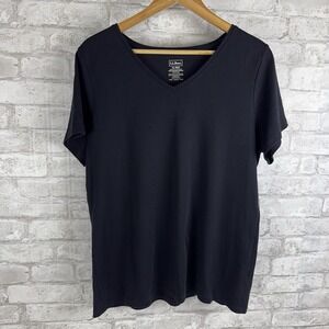 LL Bean 100% Supima Cotton Knit Tee T-Shirt Short Sleeve Black‎ Size XL Regular